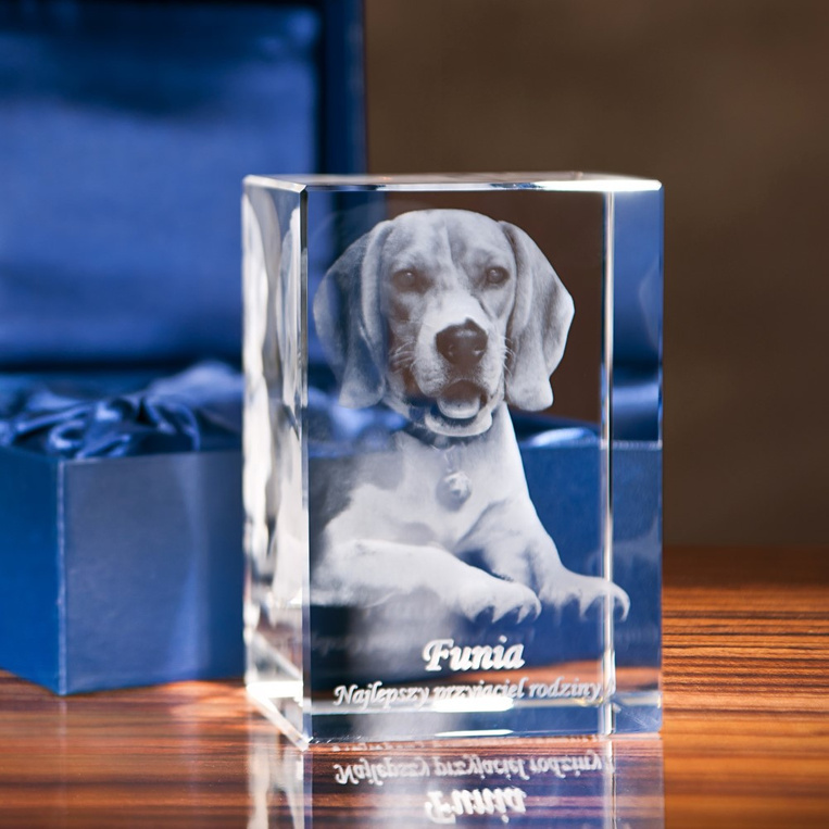 PIES 3D wygrawerowany w krysztale na prezent DLA DZIEWCZYNY ŻONY CÓRKI