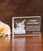 Anioł Stróż 3D w kryształowej statuetce 110×150×30 mm – Pamiątka Chrztu Świętego