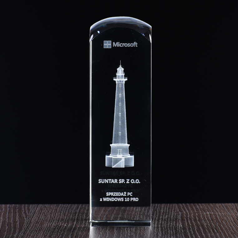 Kolumna, statuetka duża z grawerem loga firmowego, grafiki