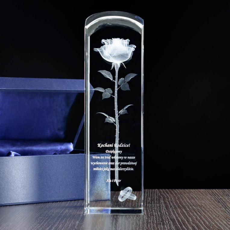 Róża 3D - podziękowania dla rodziców. Duża statuetka 220x65x65 mm