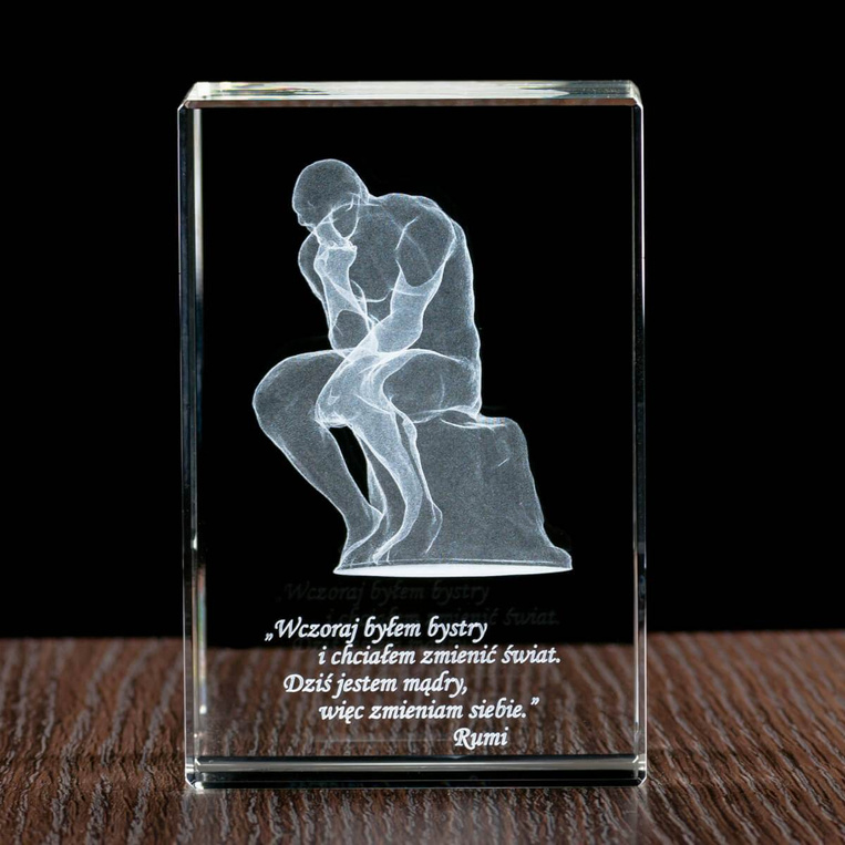 Myśliciel 3D Auguste'a Rodina wygrawerowany z dedykacją - statuetka dla promotora
