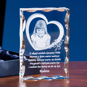 Twoje zdjęcie 2D w sercu - prezent na urodziny grawerowany Ozdobna statuetka