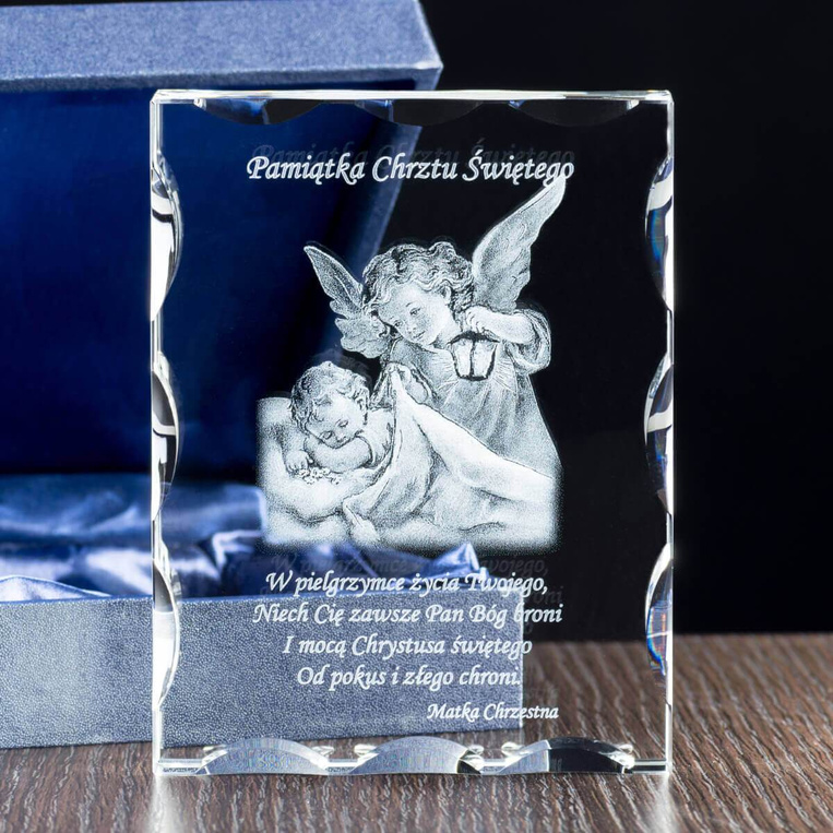 Pamiątka Chrztu 3D od Matki Chrzestnej - fotokryształ z dedykacją