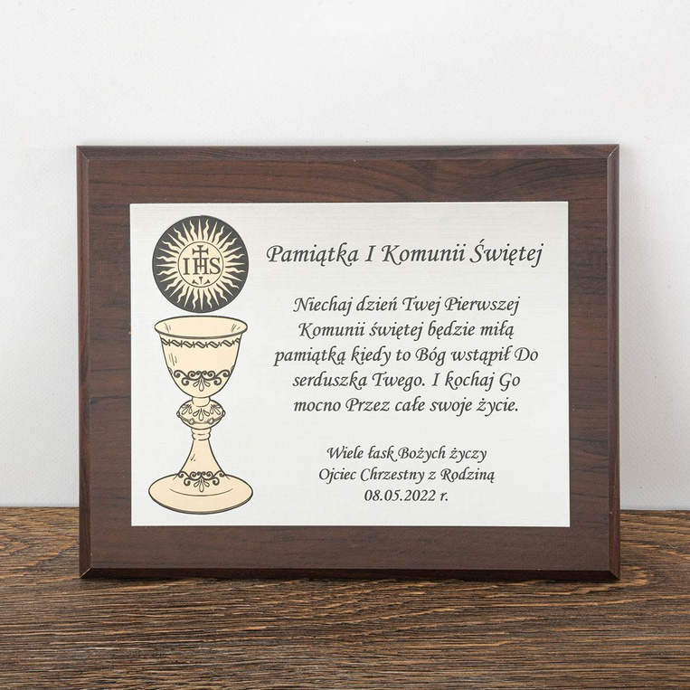 Pamiątka I Komunii Świętej - dyplom z życzeniami do zawieszenia i postawienia