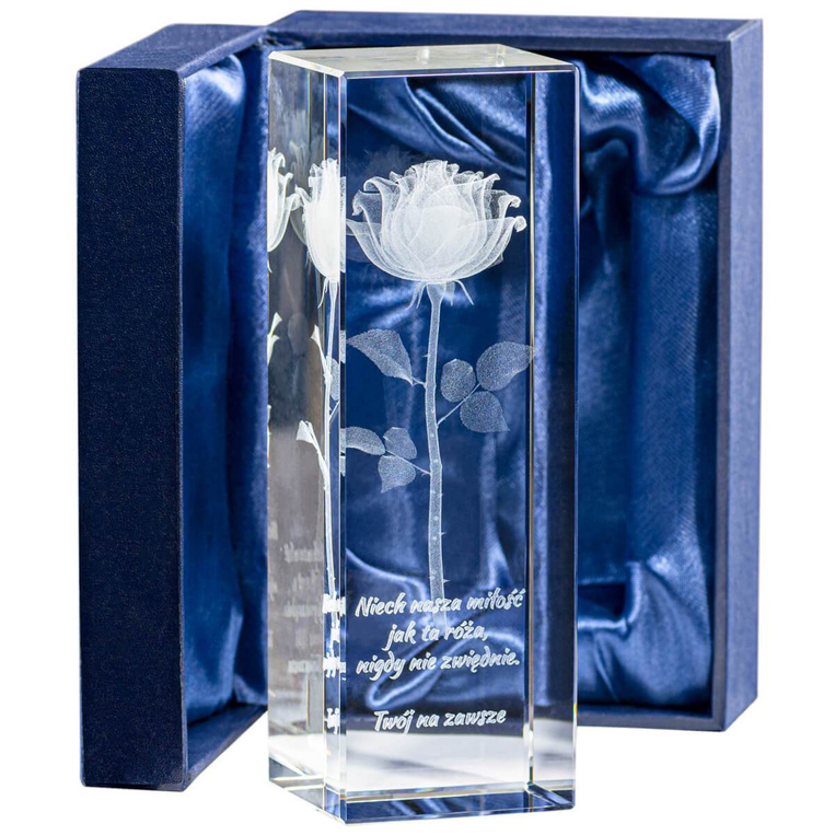 Piękna, grawerowana róża 3D z własną dedykacją dla ukochanej