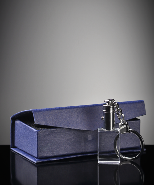 Brelok LED z Różą 3D - grawer wewnątrz szklanego breloka