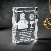 Zdjęcie 3D w krysztale z dedykacją - Pamiątka I Komunii Świętej