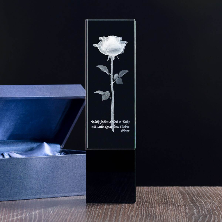 Prestiżowy prezent dla nauczyciela wychowawcy - piękny kwiat 3D w szkle