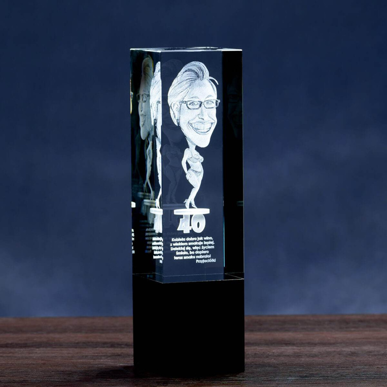 Karykatura 3D na urodziny - grawer w krysztale