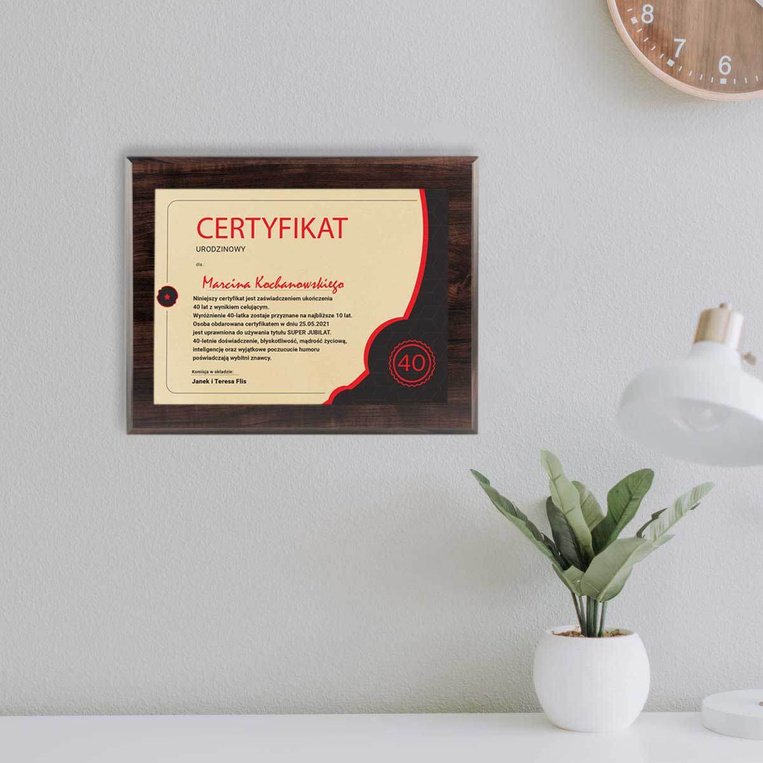 Dyplom urodzinowy 152x203 mm - certyfikat jubilata