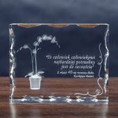 Kwiat Storczyk 3D grawer w ozdobnym szkle Prezent na rocznicę