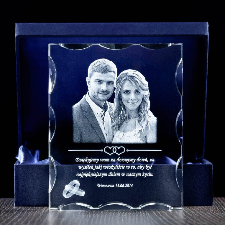 Fotokryształ 2D Lux 120×150×40 mm – zdjęcie w krysztale na prezent ślubny