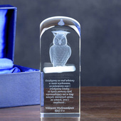 Podziękowania dla nauczyciela - SOWA 3D - statuetka z dedykacją