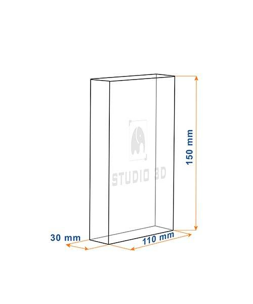 Pamiątka I Komunii Świętej w krysztale ze zdjęciem 2D. Statuetka 10x150x30 mm