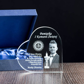 Personalizowane kryształowe serce - Pamiątka I Komunii Świętej