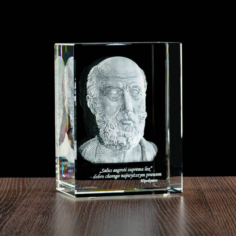 MEGASTATUETKA Hipokrates, popiersie 3D wygrawerowane w statuetce