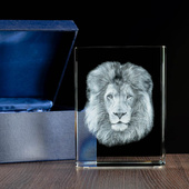 -MEGASTATUETKA- Król zwierząt, Model Lwa grawer 3D w szkle dla myśliwego