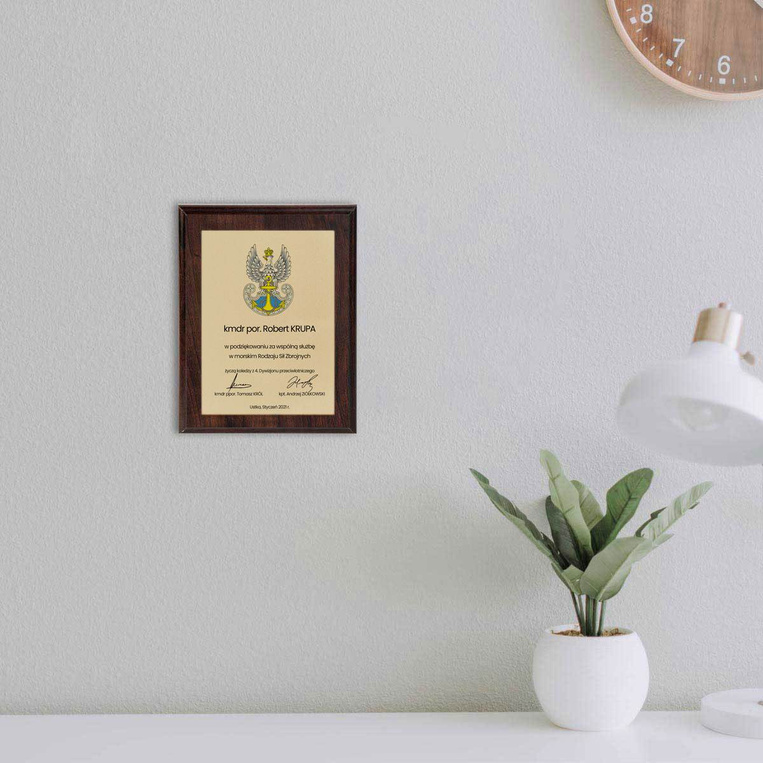 Podziękowania za służbę - mały dyplom 152x203 mm dla marynarki