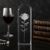 RÓŻA 3D z dedykacją w dużej statuetce 22 cm wysokości