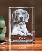 Trójwymiarowe zdjęcie pieska w statuetce 80x120x60 mm- GRAWER 3D