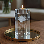 Róża 3D w kryształowym świeczniku - Ślubne Podziękowania dla Rodziców