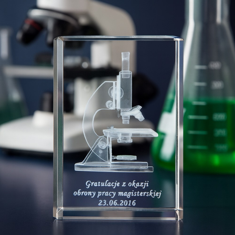 Mikroskop 3D - statuetka na podziękowania dla opiekuna pracy PROMOTORA