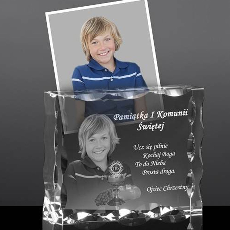 I Komunia Święta - Fotokryształ na Pamiątkę I Komunii Św. Etui prezentowe