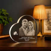 Statuetka kryształowa w kształcie serca – pamiątka rocznicy z dedykacją