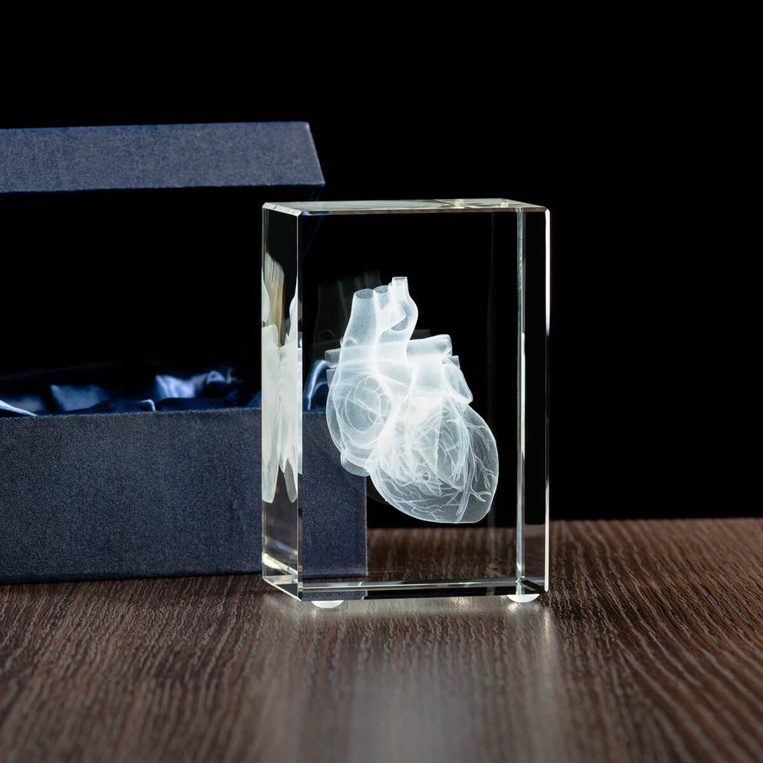 Model serca wygrawewany w statuetce, prezent dla lekarza, adepta medycyny