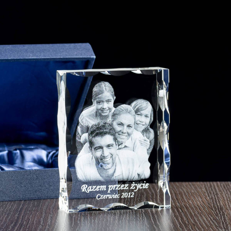 Prezent na urodziny - zdjęcia rodzinne w krysztale, fotokryształ 2D
