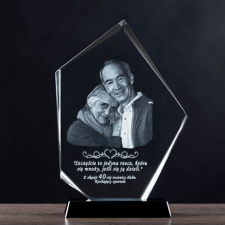 Zdjęcie w krysztale na prezent na rocznicę 20 30 40 50