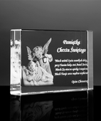 Anioł Stróż 3D w kryształowej statuetce 110×150×30 mm – Pamiątka Chrztu Świętego