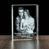 Pamiątka ślubna – zdjęcie 2D w krysztale Płyta płaska 100×150×30 mm