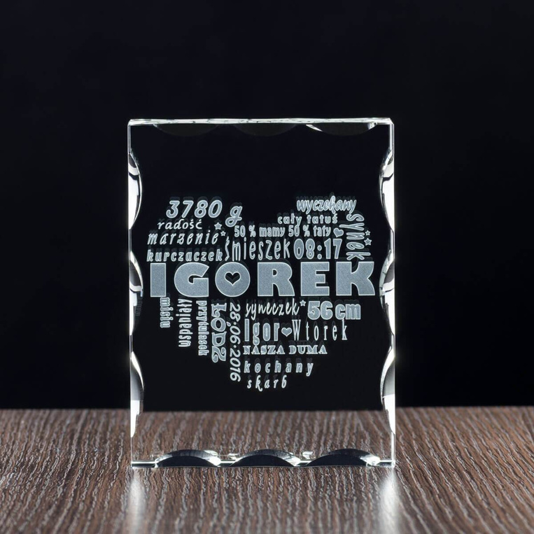 Prezent DLA MAMY - metryczka dziecka po urodzeniu - GRAWER W SZKLE