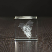 Winogrono 3D w szkle - prezent dla sadownika, wytwórcy wina, amatora wina