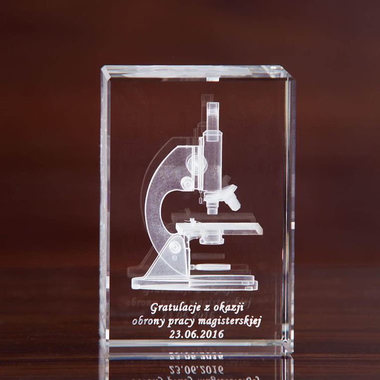 Mikroskop 3D - statuetka na podziękowania dla opiekuna pracy PROMOTORA