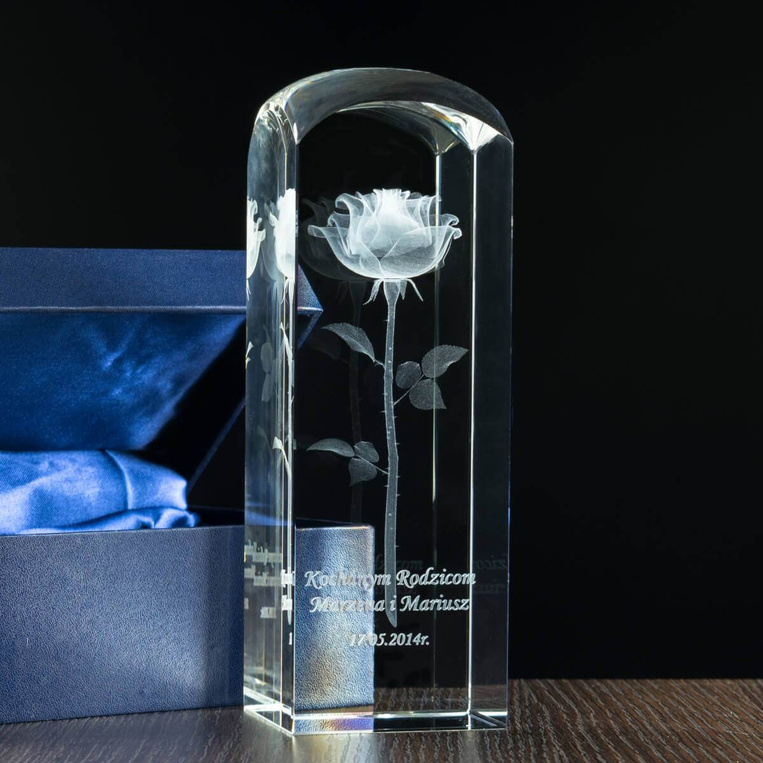 Dzień kobiet Róża 3D Duża kryształowa kolumna na prezent z miłości