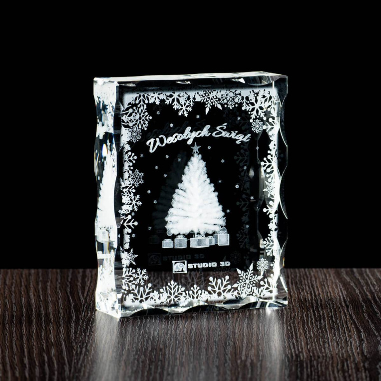 Świąteczny prezent firmowy z logiem DLA KLIENTÓW - statuetka z choinką