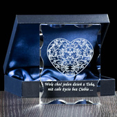 Prezent na rocznicę - ażurowe serce w szkle z Twoją dedykacją - grawer w szkle