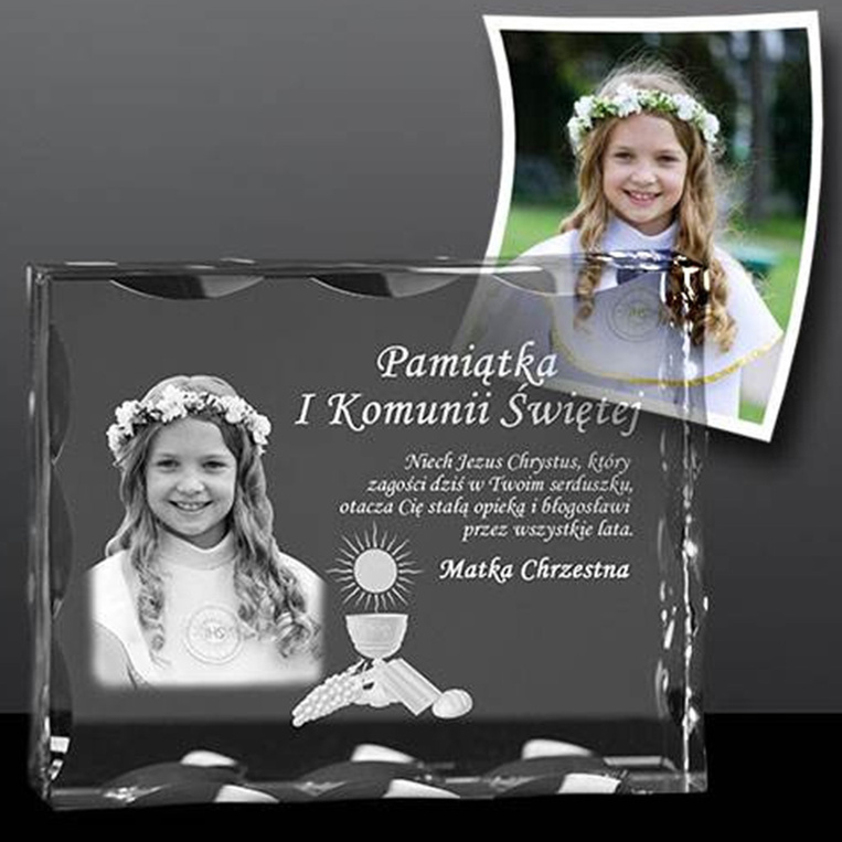 Pamiątka I Komunii Św. - zdjęcie w krysztale FOTOKRYSZTAŁ