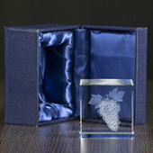 Winogrono 3D w szkle - prezent dla sadownika, wytwórcy wina, amatora wina