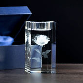 Róża 3D - Kryształowy świecznik z twoim grawerem