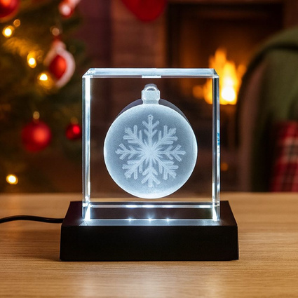 Elegancka fotolampka LED, dekoracja świąteczna - BOMBKA 3D 80x80x80x mm