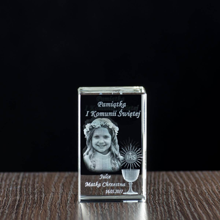 Pamiątka na I Komunię Świętą - Indywidualny grawer w krysztale