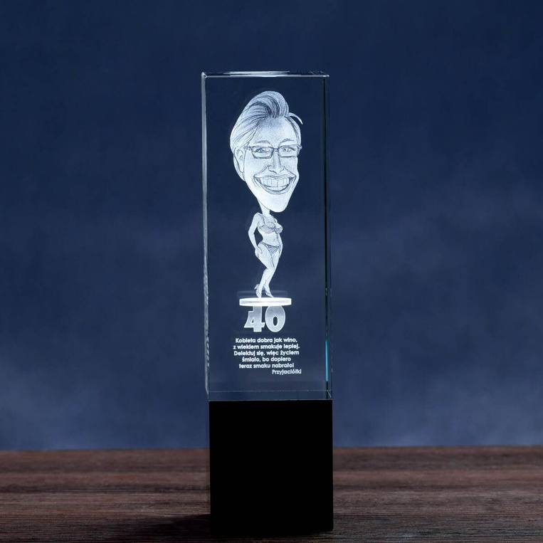 Okazała Statuetka na 40 urodziny - karykatura 3D. Prezent z humorem