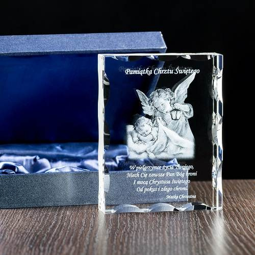 Pamiątka Chrztu 3D w krysztale od Matki Chrzestnej - FOTOPREZENT
