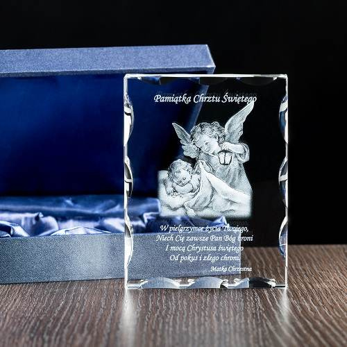 Pamiątka Chrztu 3D w krysztale od Matki Chrzestnej - FOTOPREZENT