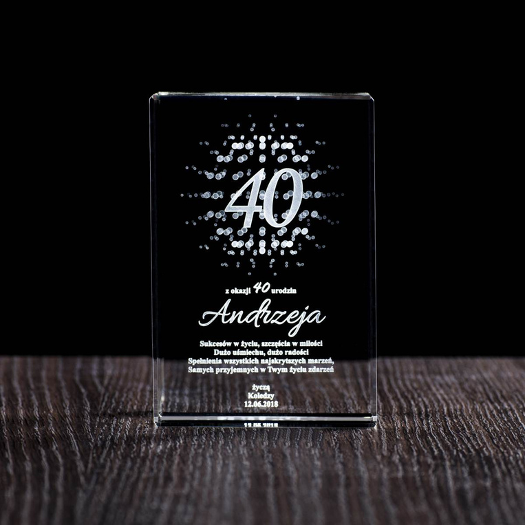 Urodziny w bąbelkach - Statuetka z dedykacją na 40 urodziny