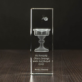 Pamiątka na Chrzciny - Chrzcielnica 3D wygrawerowana w kryształowej statuetce