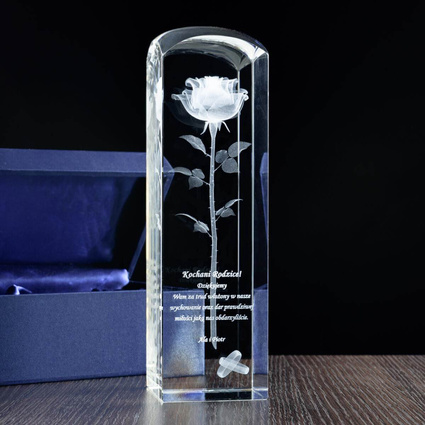 Róża 3D - podziękowania dla rodziców. Duża statuetka 220x65x65 mm